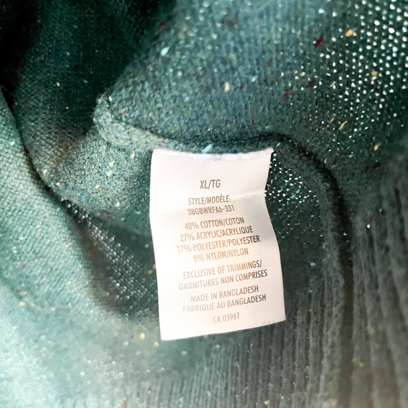 Windriver Long Sleeve Green Speckled Knit Sweater - Picture 2 of 8